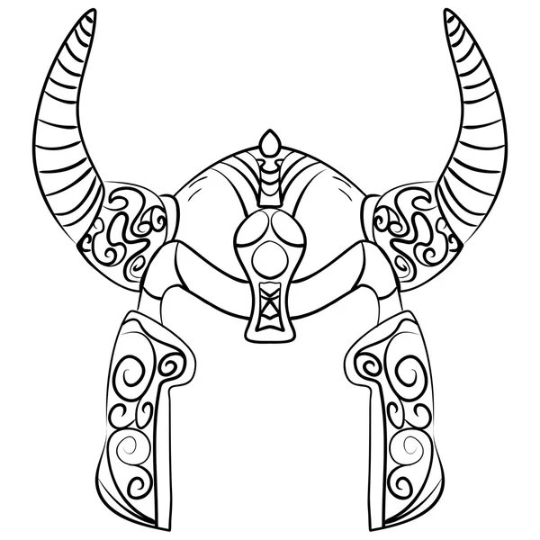 Noir et blanc viking casque dessin animé — Image vectorielle