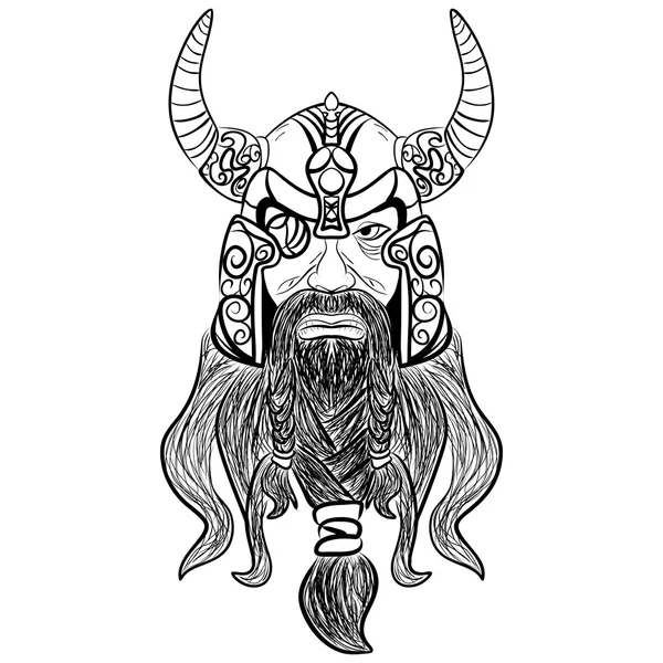 Ancienne tête viking logo pour la conception de mascotte — Image vectorielle