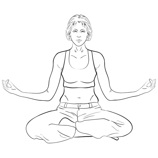 Mulher praticando ioga — Vetor de Stock