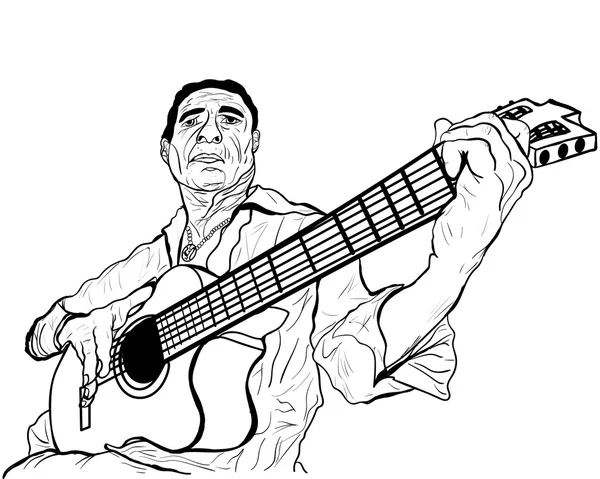 Gitarzysta atrament szkic wektor ilustracja — Wektor stockowy