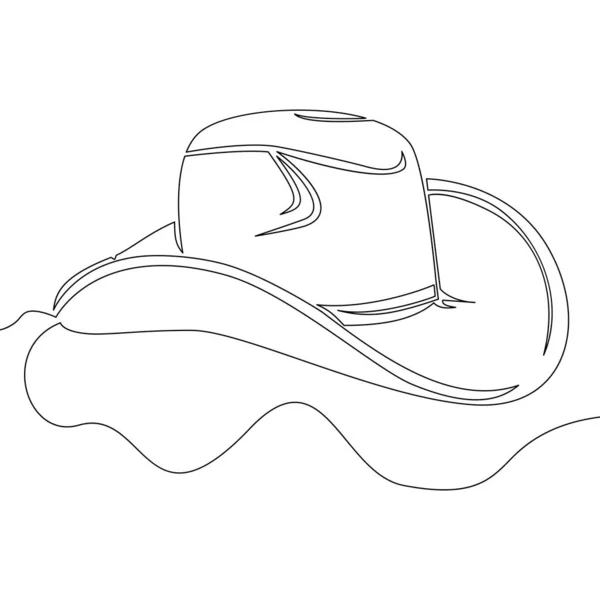 Continuous Uma Única Linha Desenho Cowboy Chapéu Ícone Vetor Ilustração —  Vetores de Stock