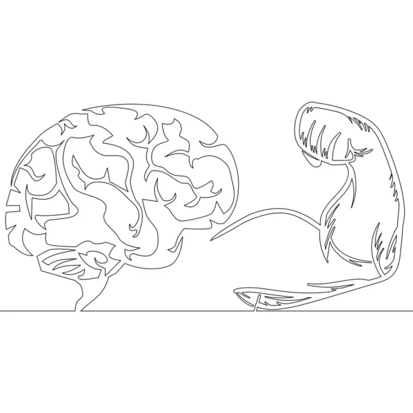 Sürekli tek bir çizgi, beyin öz disiplin ikon vektör çizimi konsepti