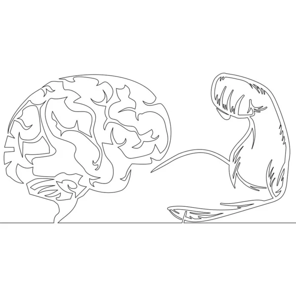 Непрерывная Одна Строка Рисующая Концепцию Векторной Иллюстрации Самодисциплины Мозга — стоковый вектор