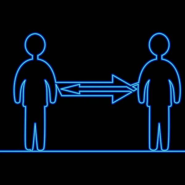 连续单线绘制人类通信图标霓虹灯矢量图解概念 — 图库矢量图片