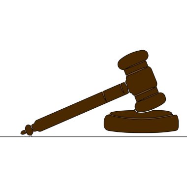 Flat colorful continuous drawing line art Judge hammer icon vector illustration concept vector