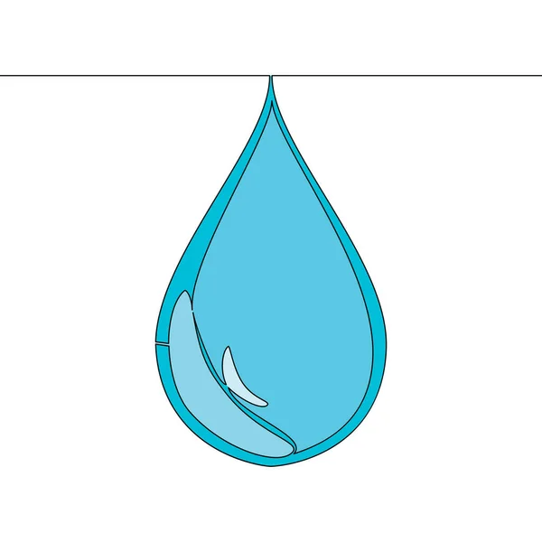 Flache Bunte Kontinuierliche Zeichenlinie Kunst Wassertropfen Symbol Vektor Illustration Konzept — Stockvektor