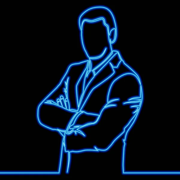 Continuo Una Sola Línea Dibujo Manager Icono Trabajador Oficina Neón — Vector de stock