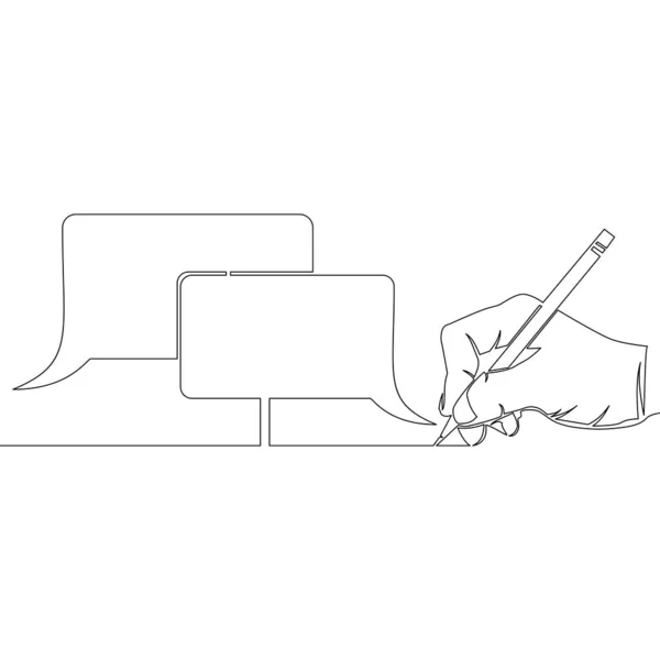 Continuous One Single Line Hand Drawing Business Speech Bubbles Icon — Stok Vektör