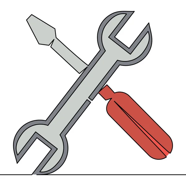 색상의 연속적 스케치 Screwdriver Tools Icon Vector Illustration — 스톡 벡터