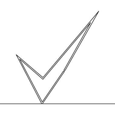 Continuous one single line drawing Check mark tick of consent icon vector illustration concept