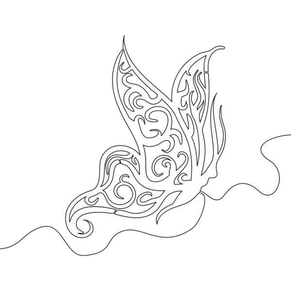 Continuous One Single Line Drawing Butterfly Patterns Wings Icon Vector — Stockvector