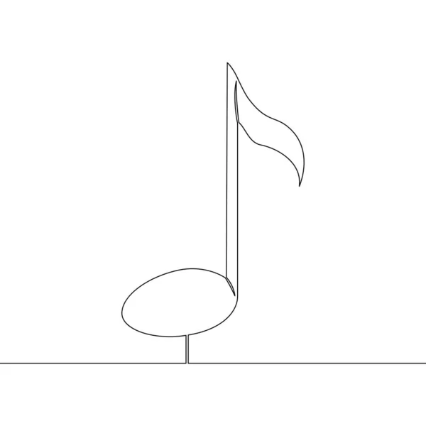 Continu Une Seule Ligne Dessin Note Musique Icône Vectoriel Illustration — Image vectorielle