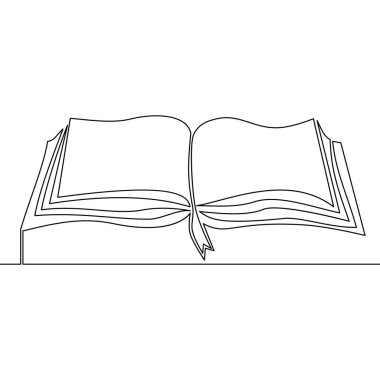Sayfa simgesi illüstrasyon kavramına sahip aralıksız tek satır çizilmiş kitap