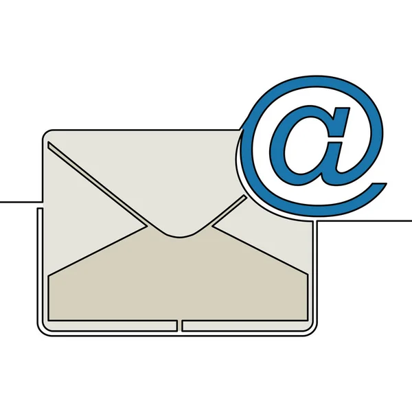 Plano Colorido Linha Desenho Contínuo Arte Mail Envelope Ícone Vetor — Vetor de Stock