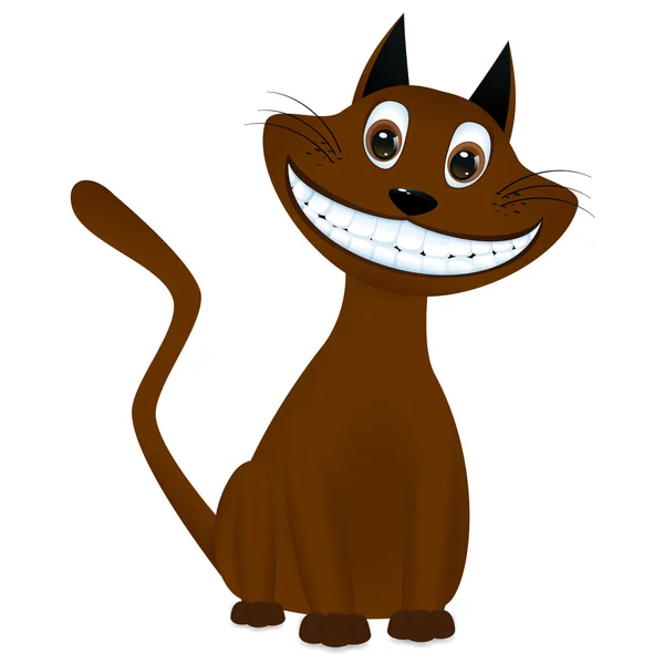 Kot kreskówka brązowy uśmiechający się — Wektor stockowy