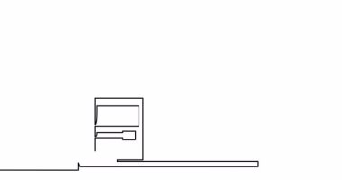 Kendi kendine çizim çizimi animasyonu küçük dükkan binası karalaması tek çizgi çizilmiş konsept video