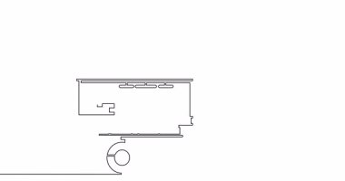 Kendi kendine çizim çizimi animasyonu Yemek kamyonu karalaması tek bir çizgi çizili konsept video