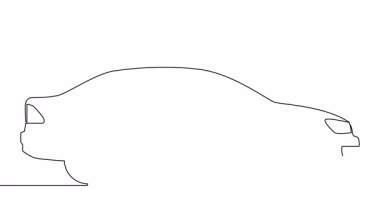 Modern sedan arabaların kenar çizim çizgisi animasyonu tek çizgi çizilmiş konsept video