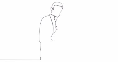 Kendini çizme animasyonu Genç ebeveynler anne ve baba aile ayakta ve kucağında bebek Mutlu aile ve çocukluk çizgisi konsepti videosu