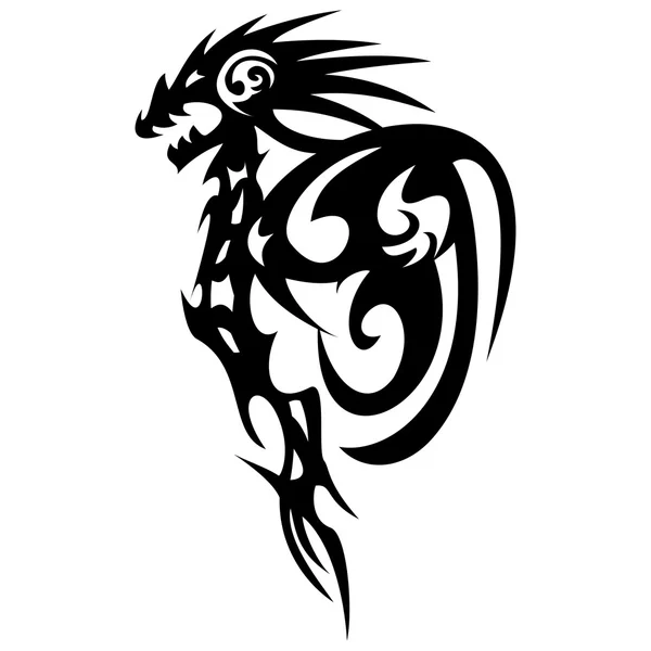 ドラゴンのタトゥーのデザイン、ヴィンテージの図. — ストックベクタ