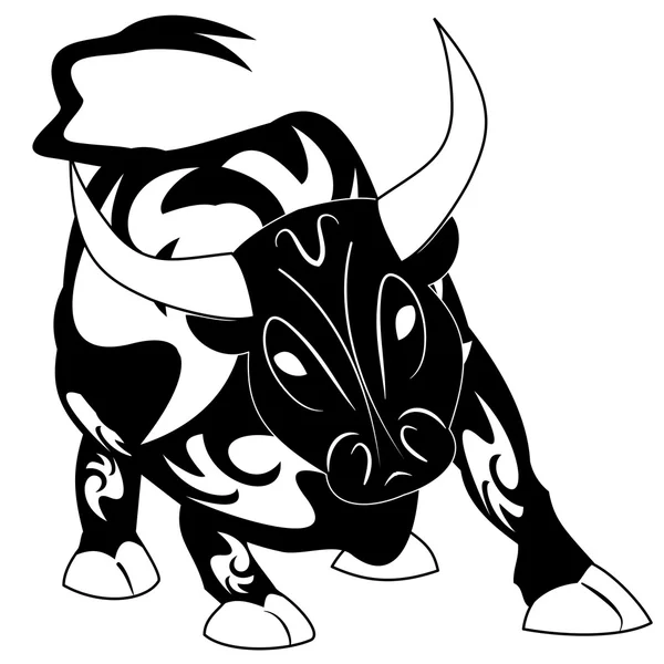 Toro tatuaje vector con ornamento decoración — Archivo Imágenes Vectoriales