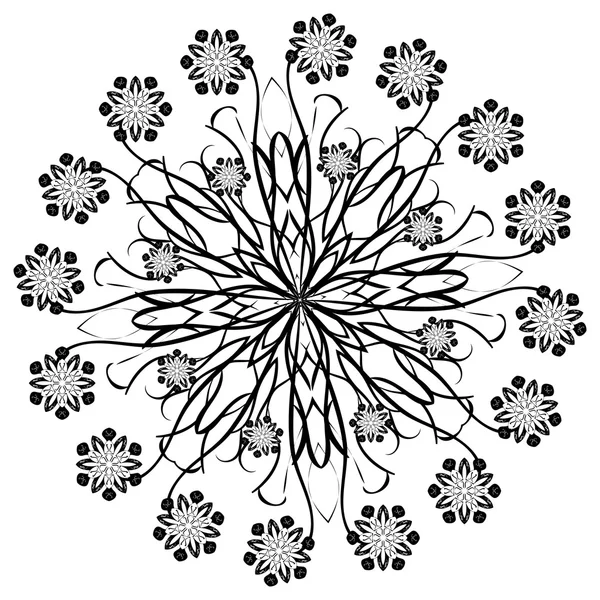 Henna bela Deco preto floral Mandala — Vetor de Stock