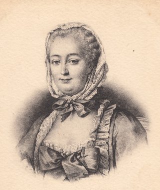 Vintage kartpostal Fransa Marquise de Pompadour portresi ile