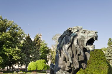 Ruse, Bulgaristan, şehir merkezinde bir aslan heykeli
