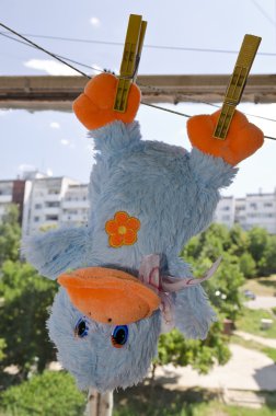 Hatta asılı komik Oyuncak ördek