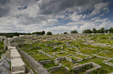 Antik şehir Shumen, Bulgaristan yakın bir ortaçağ kalesi kalıntıları