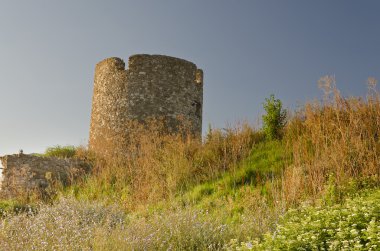 seaside nessebar, Bulgaristan antik antik kulesinin yıkıntıları