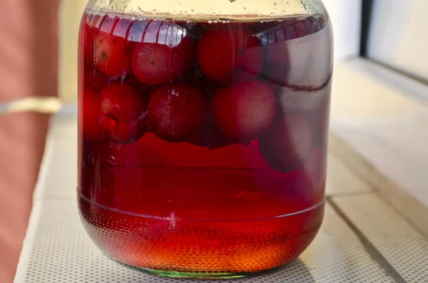 Homemade red cherry compote — Stock Photo, Image