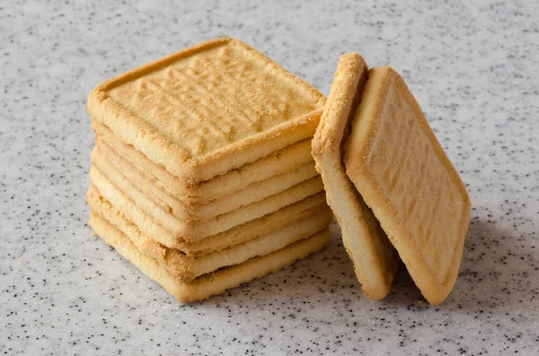 Rectangular Shortbread Cookies Light Marble Top Homemade Baking — Stock Photo, Image