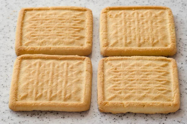 Biscoitos Biscoito Retangulares Topo Mármore Leve Cozimento Caseiro — Fotografia de Stock