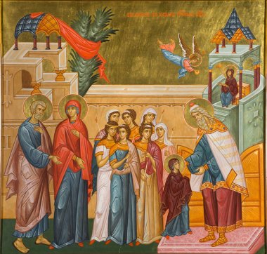 Icon Introduction to the temple of the Blessed Virgin. clipart