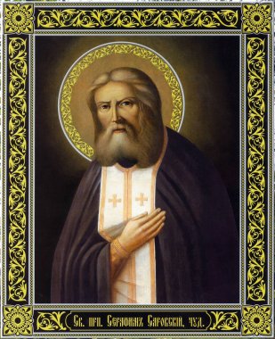 Orthodox icon Venerable Seraphim of Sarov wonderworker. clipart
