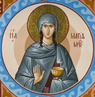 Ortodoks ikonu Kutsal Havarilere Eşit Mary Magdalene.