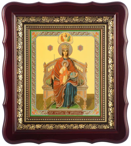 Православная Икона Богородицы Деревянном Обрамлении — стоковое фото