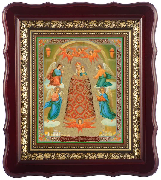 Православная Икона Богородицы Деревянном Обрамлении — стоковое фото