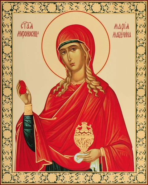 Православна Ікона Святої Мірри Носіння Марії Магдалини Ліцензійні Стокові Фото
