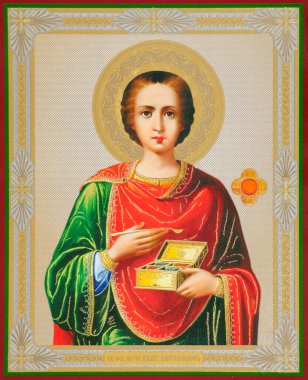 Orthodox icon of the Holy Great Martyr Panteleimon. clipart