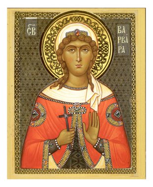 Orthodox icon of the Holy Great Martyr Barbara. clipart