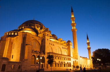 Suleymaniye Mosque at night clipart