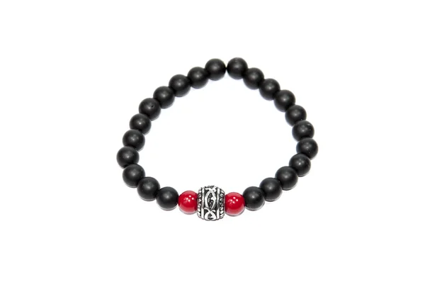 Red and black color men bracelet — Stock Photo, Image