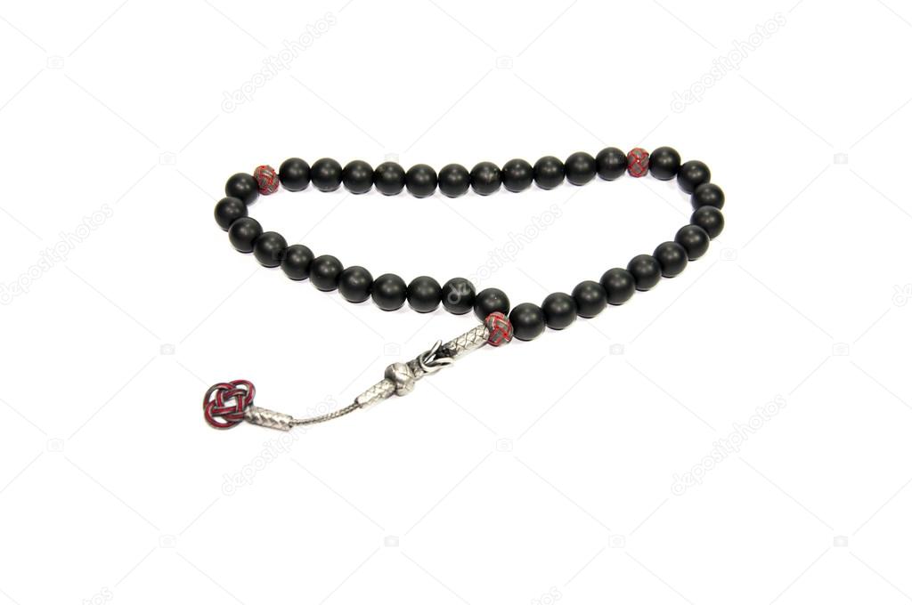 Black rosary isolated