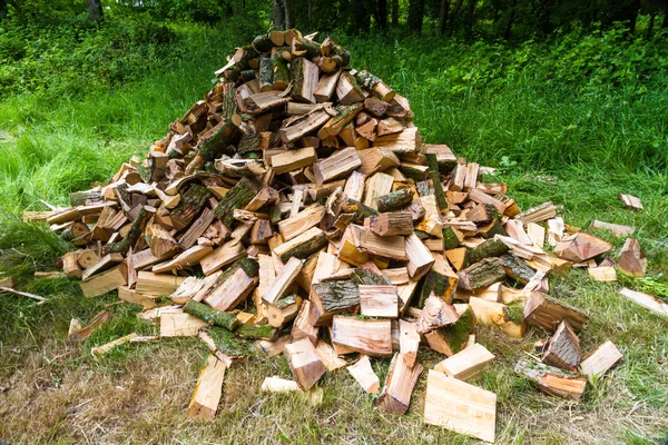 Stapel gesneden logboeken voor het branden — Stockfoto