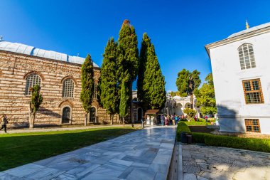İstanbul, Türkiye ve Agalar Camii 31 Ekim 2019 'da Türkiye' nin İstanbul kentindeki Topkapı Sarayı Müzesi 'nde