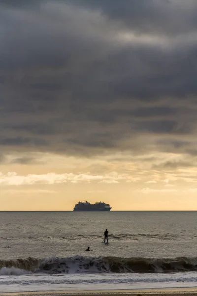 Bournemouth England January 2021 Cruise Ship Moored Bournemouth Poole Bay — Stock Photo, Image