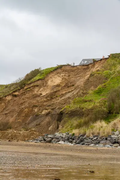 Widok Plaży Klifów Nad Obsuwiskiem Ziemi Nefyn Półwysep Llyński Walia — Zdjęcie stockowe