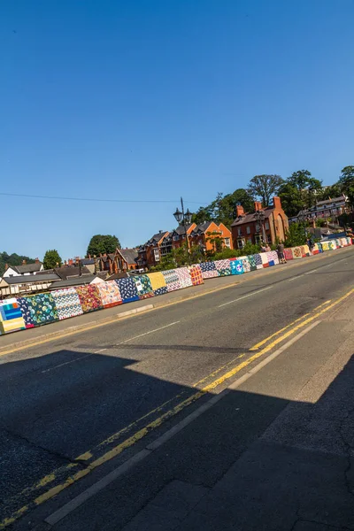 Llangollen Wales July 2021 Bridges Walls Tapestry Arts Installation Bridge — Stock Photo, Image